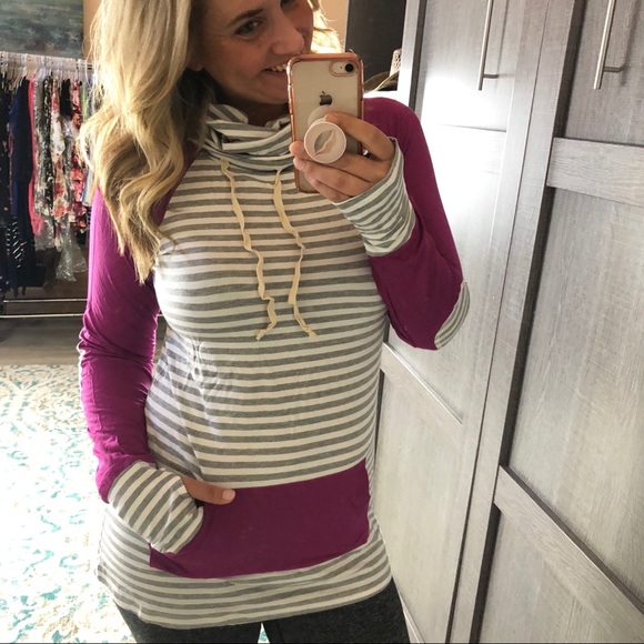 Last 1! XL striped thumbhole top - purple - Picture 2 of 6